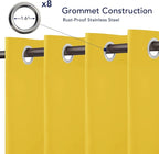 PureFit Outdoor Curtains for Patio Waterproof Weatherproof, UV Resistant Outside Curtains for Gazebo, Front Porch, Pergola, Sun Blocking Privacy Curtain, 52W x 84L inch, 1 Panel, Yellow