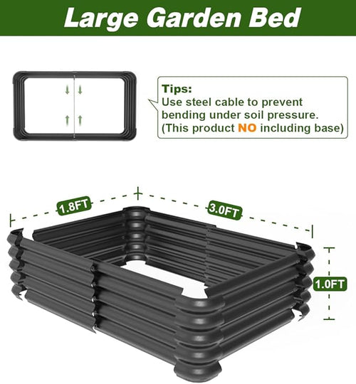 3.0x1.8x1.0ft Raised Garden Bed Kit for Outdoor, PP Material Planter Boxes, Large Garden Box Flower Bed with Easy Assembly, Gardening Containers for Vegetables, Flowers, Herbs, Black