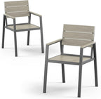 Outdoor Dining Chairs Set of 2, HDPS + Aluminum Patio Dining Chairs with Ergonomic Design and Wide Seat, 2 Piece Outdoor Chairs for Garden, Backyard, Deck (Gray)