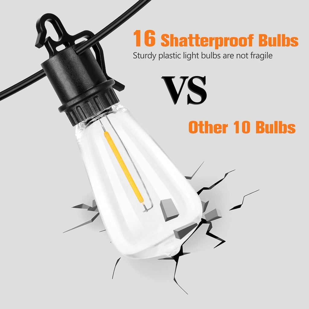 100ft solar string lights ourdoor waterproof,patio lights solar, side view