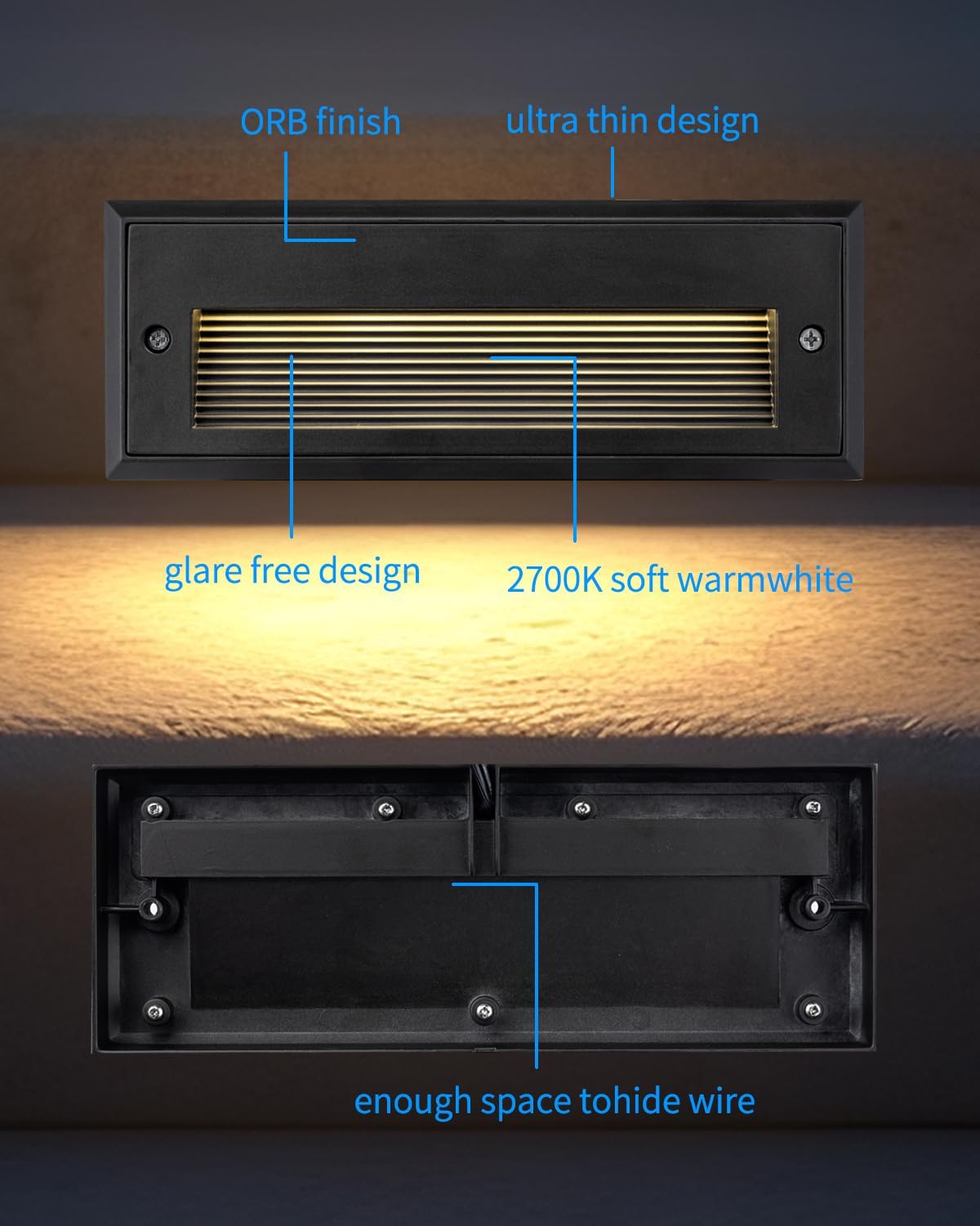 orb 9 in aluminum low voltage step lights, close-up detail