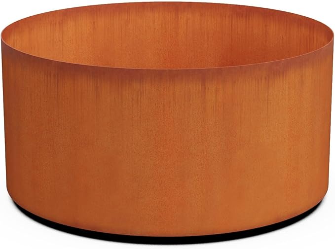 Plantercraft Large Round Planters for Outdoor Plants - 36x18 Inch Corten Steel Planter, Extra Large Outdoor Planter for Garden, Patio, and Landscape Design