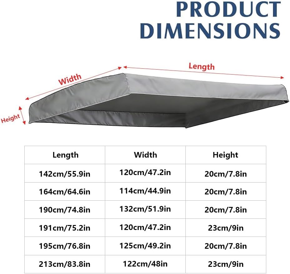 Swing Canopy Replacement Top Cover 75x47in 77x49in Universal Porch Swing Canopy Replacement Waterproof Sun Shade Top for Outdoor Patio Garden Hammock(Beige,77x49x9in(195x125x20cm))