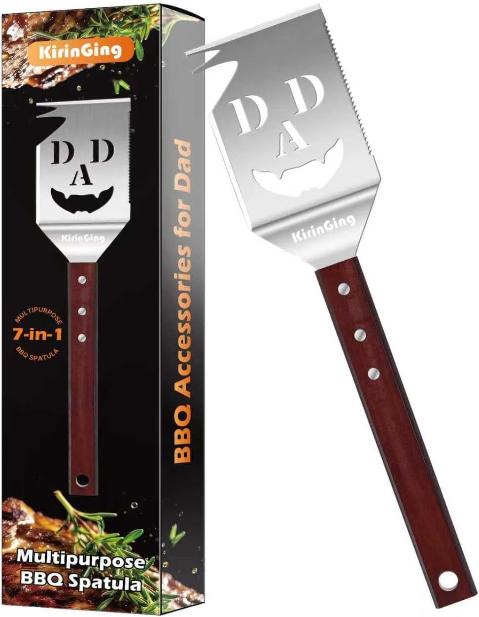 BBQ Accessories Gifts for Dad, 7 in 1 Grill Spatula,Funny Christmas White Elephant Stocking Stuffer Gifts for Men Husband