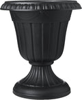 Arcadia Garden Products PL10BK Classic Traditional Plastic Urn Planter Indoor/Outdoor, 15" x 13", Black