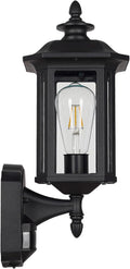 JYO 16" Motion Sensor Outdoor Wall Light Fixtures, Outdoor Wall Sconce with Seeded Glass & E26 Socket Matte Black Wall Mount Exterior Waterproof Wall Lantern for House Front Door Garage (01-BK-MA)