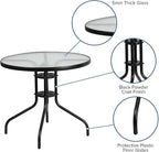 Flash Furniture Bellamy 31.5" Round Indoor/Outdoor Tempered Glass Metal Frame Side Table
