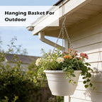 Hanging Planters 11 Inch, 3 Pcs Flower Pots with Drainage Hole, Self Watering Hanging Basket for Indoor Outdoor Plants, Decor, White