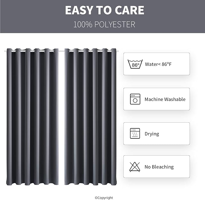 Outdoor Indoor Curtains W84 x L108 for Patio - Weather-resistant Window Panels Privacy Protect Grommet Top Thermal Insulated Home Curtain for Porch Pergola Lawn Garden Hot Tub Area (Gray, 2 Panels)