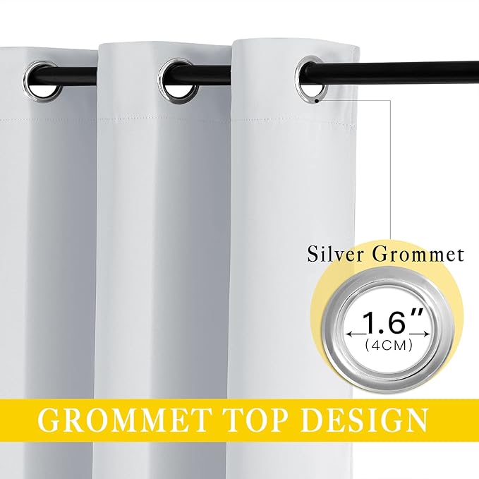 NICETOWN Room Darkening Patio Door Curtain for Living Room Darkening Grommet Sound Reducing Privacy Window Treatment for Bedroom, Greyish White, 1 Panel, W80 x L102