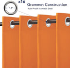 PureFit Outdoor Curtains for Patio Waterproof Weatherproof, UV Resistant Outside Curtains for Gazebo, Front Porch, Pergola, Sun Blocking Privacy Curtain, 120W x 95L inch, 1 Panel, Orange