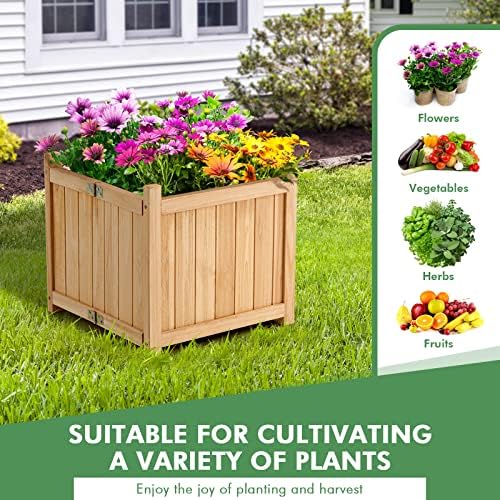 s afstar outdoor wooden planter box, folding raised, close-up detail