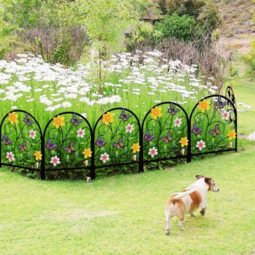 butterfly decorative garden fence metal butterfly flower design, close-up detail