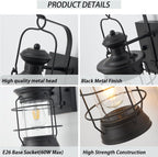ylong-zs black farmhouse wall sconce, rustic lantern wall on a desk or shelf