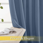 NICETOWN Blackout Stone Blue Curtain for Sliding Door, Grommet Room Divider French Door Curtain Wide Window Treatment Sound Reducing Thermal Drapes for Bedroom/Living Room (1 Panel, W80 x L95)
