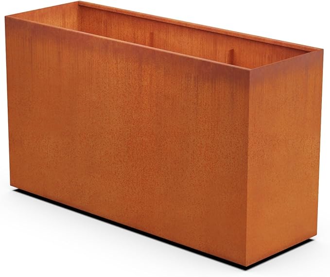 Plantercraft Large Rectangular Planters for Outdoor Plants | 72x24x42 Inch Corten Steel Planter | Extra Large Outdoor Planter Box for Patio Privacy Screen & Commercial Landscaping | Made in USA