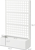 Outsunny Galvanized Raised Garden Bed with Trellis, Metal Planter Box with Drainage Holes, Outdoor Privacy Screen for Climbing Plants, Vegetable, Vines, 43" x 16" x 70", 2 Pack, White
