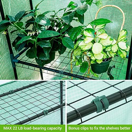 ohuhu greenhouse for outdoors with screen windows+greenhouse repair, close-up detail