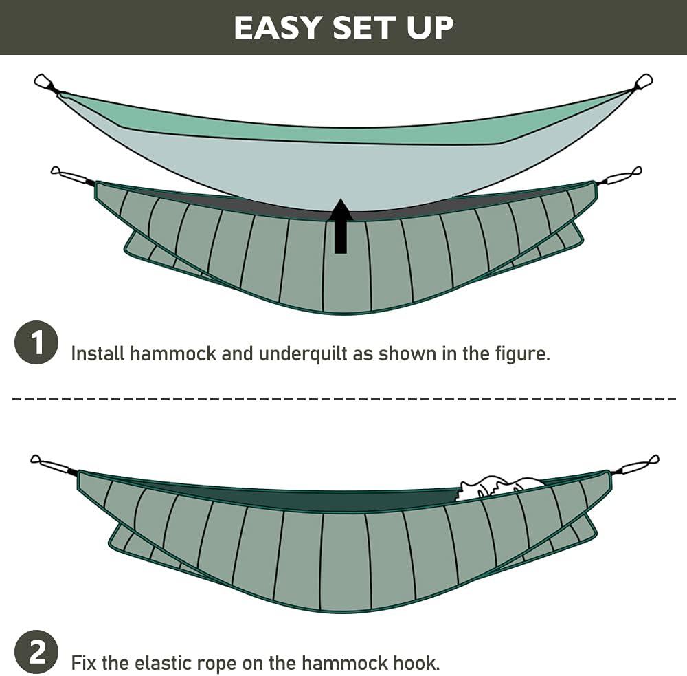 Hammock Underquilt, 4 Season Heavy Duty Under Quilt with Tree Straps | Large Hammock Protector for Backpacking, Hiking, Cold Weather, Outdoor Sleeping