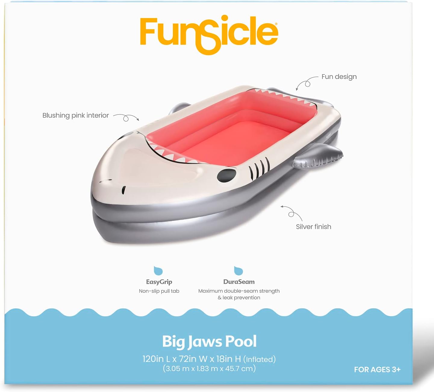 Funsicle 10 ft Long Big Jaws Inflatable Pool