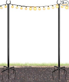 10FT String Light Poles for Outdoor, Heavy Duty Metal Lighting Stand Pole for Garden Lawn Backyard Patio Holiday Wedding Party Decorations 2 Pack