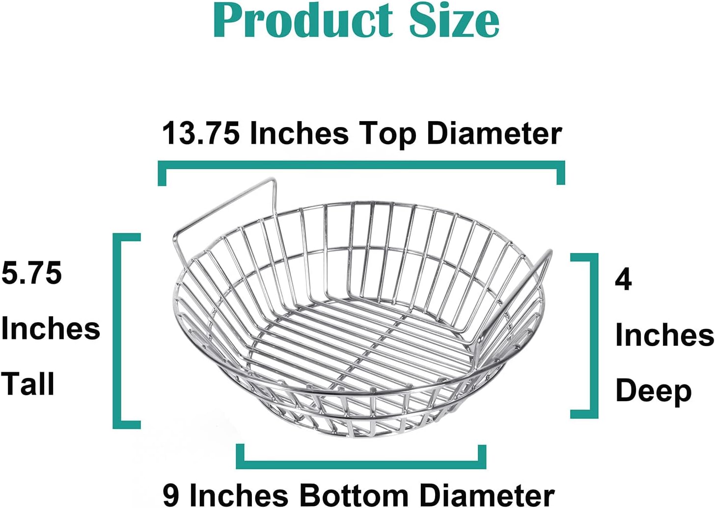 Charcoal Ash Basket for Large Big Green Egg Grill | Basket for Kamado Classic, Pit Boss, Louisiana Grills, Primo Kamado and Large Grill Dome, Stainless Steel