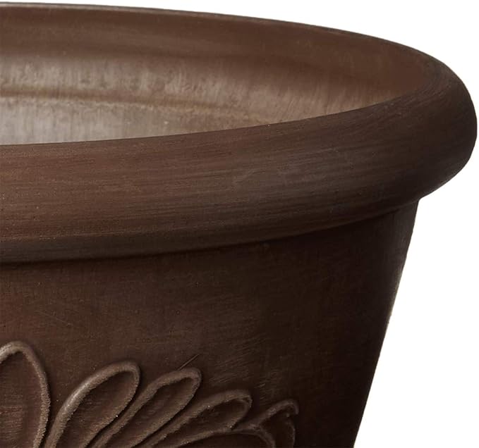 Arcadia Garden Products PSW TA25C Plastic/Stone/Wood Composite Bulb Pan – No Drainage Hole (Drillable), Planter Bowl for Succulents, Bonsai, Fairy Gardens, Herbs,10-Inch, Chocolate