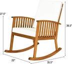 Tangkula Outdoor Acacia Wood Rocking Chair, Wooden Rocker w/Detachable Washable Cushions, Rocker for Porch Garden Patio Balcony Pool Indoor (1, Teak)