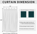Easy-Going Outdoor Patio Curtains Detachable Tab Top Windproof Weatherproof Curtain for Cabana, Porch, Pergola and Gazebo, Tab Bottom Drape, 2 Panels, 54W x 120L inch, Teal