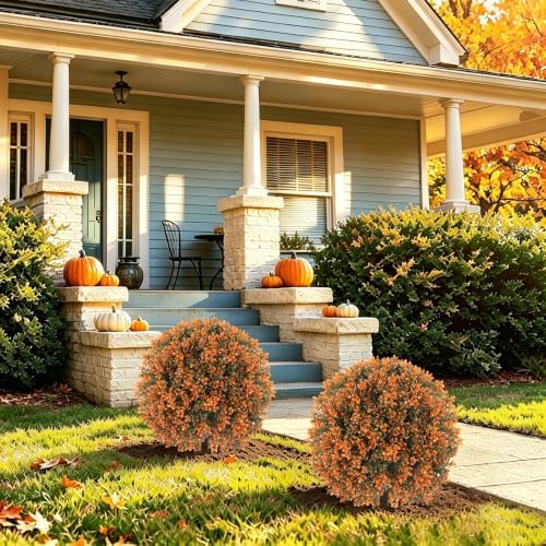 artificial boxwood topiary ball outdoor set of 2, front angle view