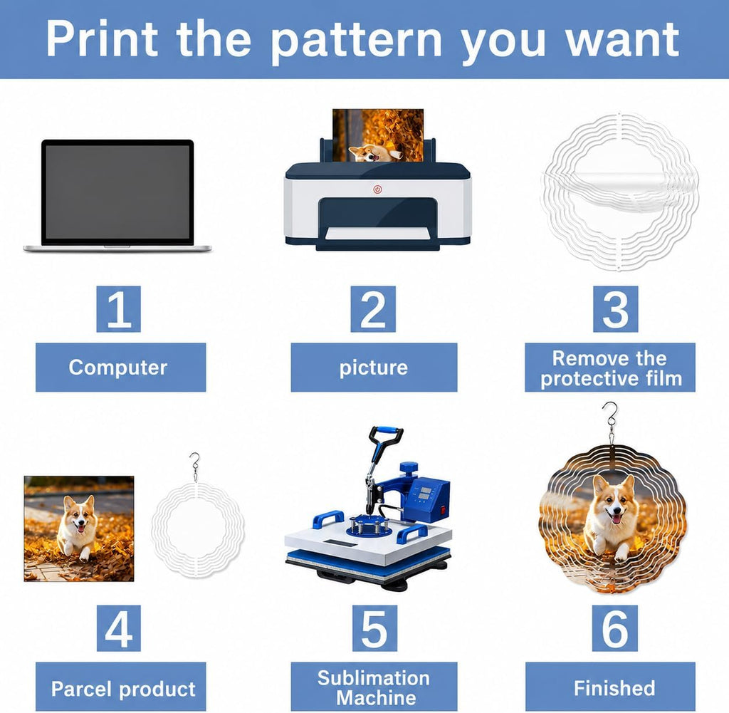 20 Pcs Sublimation Wind Spinner Blanks 8 Inch Bulk Aluminum Metal Blanks Product Outdoor Garden Decoration for Heat Press Transfer Sublimation Wind Spinners DIY Gift