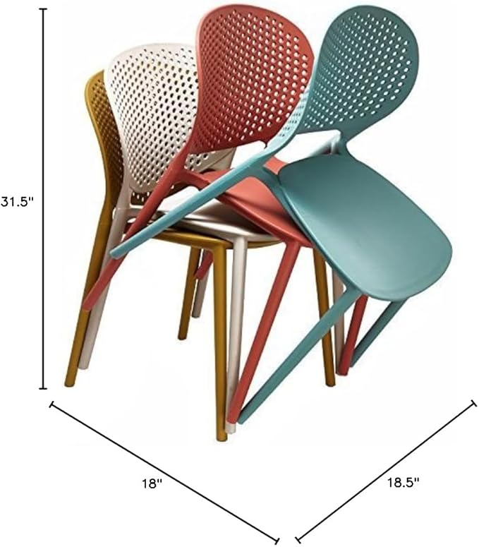 2xhome Set of 4 Patio Dining Chairs | Modern Stackable Outdoor Pool Side Chair | Weather Resistant Plastic for Yard, Porch, Balcony, Kitchen, Black