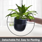 Hanging Planters for Indoor Plants with 5.5" Pot + Ceiling Hook + Extender Chain | Hanging Plant Holder, Metal Minimalist Planter, NO Plant incld