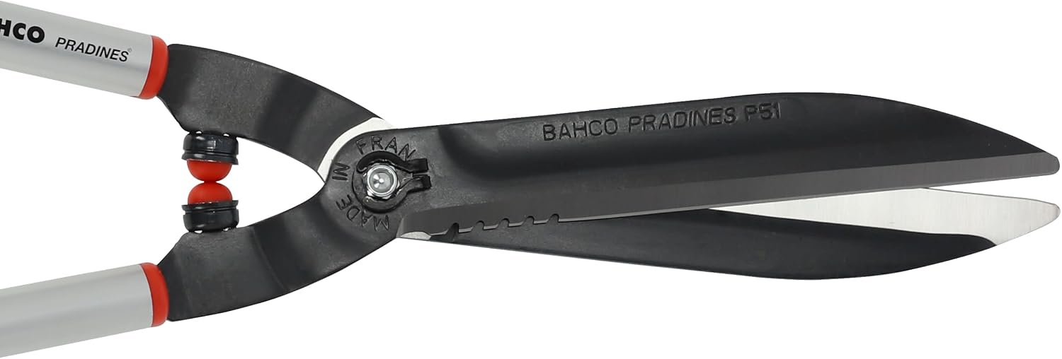 Bahco BAHP51-SL Professional Hedge Shears, 22.5" Length, 3/8" Cut Capacity | Fully Hardened Partly Serrated Blade, Aluminum Handles, Comfort Grips, Shock Absorbers, Bolt Lock, Controlled Hedge Trimming