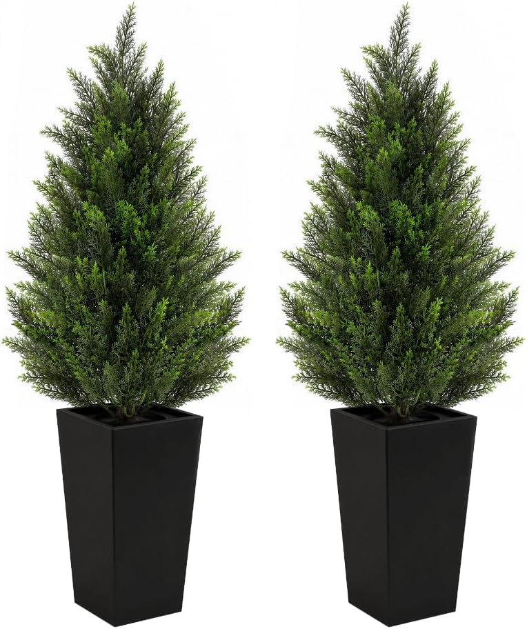 vivatrees 4ft artificial cedar topiary trees 2 pack, main product view