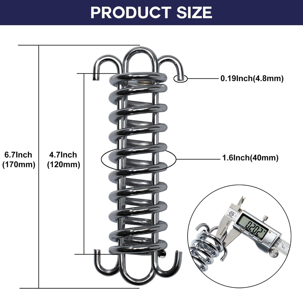 2Pcs Premium Porch Swing Spring with Weight Capacity of 300 Lb,Heavy-Duty,Stainless Steel Spring for Hammock Chair,Punching Bag and More