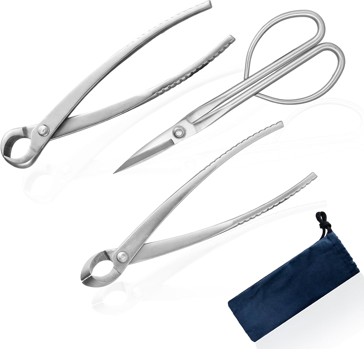 Bonsai Tools Set 3-Piece – Knob Cutter, Concave Cutter & Scissors for Trim | High-Carbon Steel, Ergonomic Non-Slip Grip, for Bonsai Tree Pruning & Shaping, Portable Storage Bag