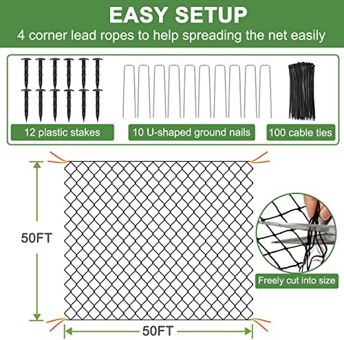 dqs bird netting 50' x 50', 2.4" square, close-up detail