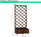 Anraja Raised Garden Bed with Trellis Wooden Planter Box Outdoor Wood Privacy Screen for Climbing Plant Planting Flower Patio Tomato Vegetable Herb Balcony Porch 29.5" L x 17.0" W x 67.0" H