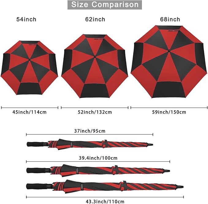 G4Free 47/54/62/68/72 Inch Automatic Open Golf Umbrella Oversize Extra Large Double Canopy Vented Windproof Waterproof Stick Umbrellas