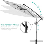 Best Choice Products 10ft Solar LED Offset Cantilever Hanging Market Patio Umbrella, 8 Sturdy Ribs, Easy Adjustment - Fog Gray