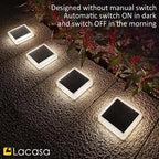 lacasa solar deck lights, 4 pack 30lm led, front angle view