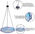 VCUTEKA Hanging Bird Baths Outdoor Glass Birdbath Feeder for Garden Decor | Stained Glass Handmade Peacock Hanging Bird Bath Bowl to Attract Wild Birds for Outside, Lawn, Garden, Yard Decor