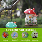 Bird Houses for Outside, Mushroom Hanging Resin Birdhouse (Red) | Garden Bird House for Outdoors, Decorative Outdoor Bird Nest, Waterproof Birdhouse for Patio, Yard, Porch & Garden Decor