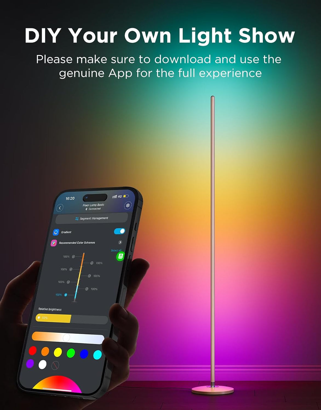 govee rgbic floor lamp basic, 1000lm led corner on a desk or shelf