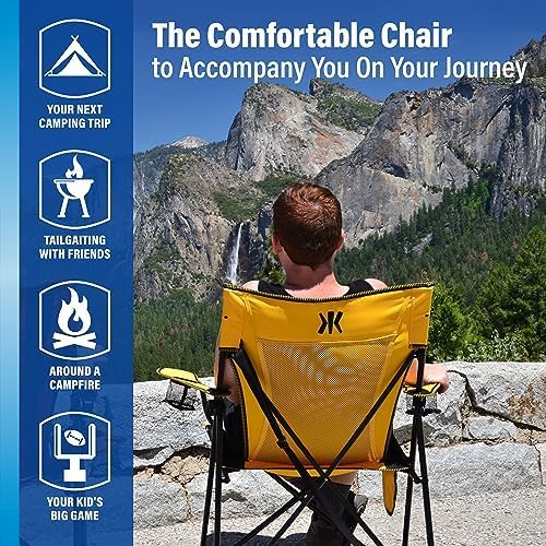 Kijaro Dual Lock Folding Camp Chairs - Versatile for Sports, Outdoors & Lawns - Locks Positions - Maldives Blue