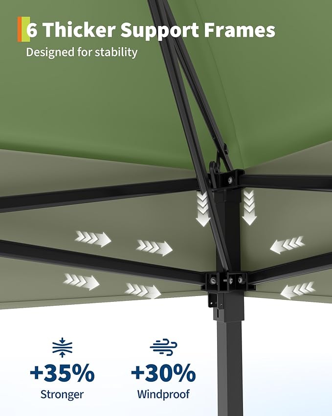 Canopy Tent 13x13 ft, Pop Up Gazebo One-Push Setup with 4 SandBags for Backyard Parties and BBQs, Mosquito Netting & Height Adjustable - Olive Green