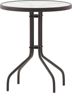 Flash Furniture Bellamy 23.75'' Round Tempered Glass Metal Table, Bronze