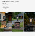 Solar Post Light, Outdoor Waterproof LED Pillar Lights with Glass and Pier Mount Base Solar Lamp Post Light ST4368Q Fits 6x6 Wooden Posts for Gates Yard Pole Column Garden Deck Pathway Driveway