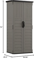 Suncast 22 Cubic Ft. Vertical Resin Outdoor Storage Shed with Lockable Double Doors, Weather-Resistant Multi-Wall Panels, Stoney